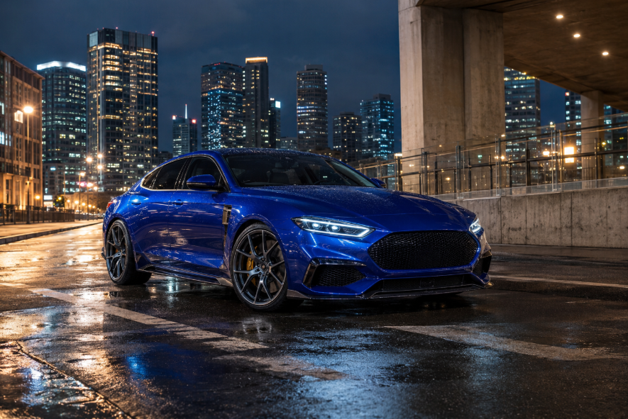 Performance sedan in the city