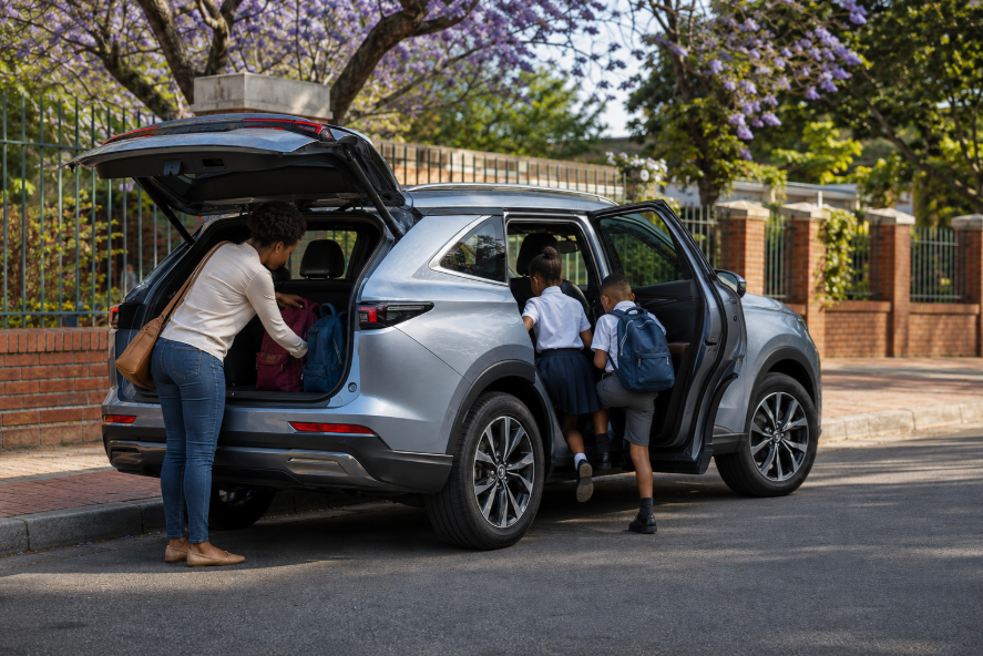 Family loading an SUV